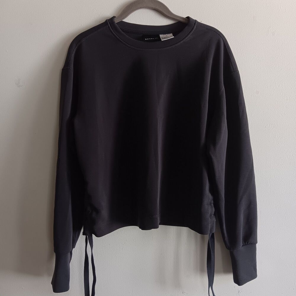 Bailey/44 Brushed Modal Ruched Side Tie Pullover Top Dark Gray Sport Size XS